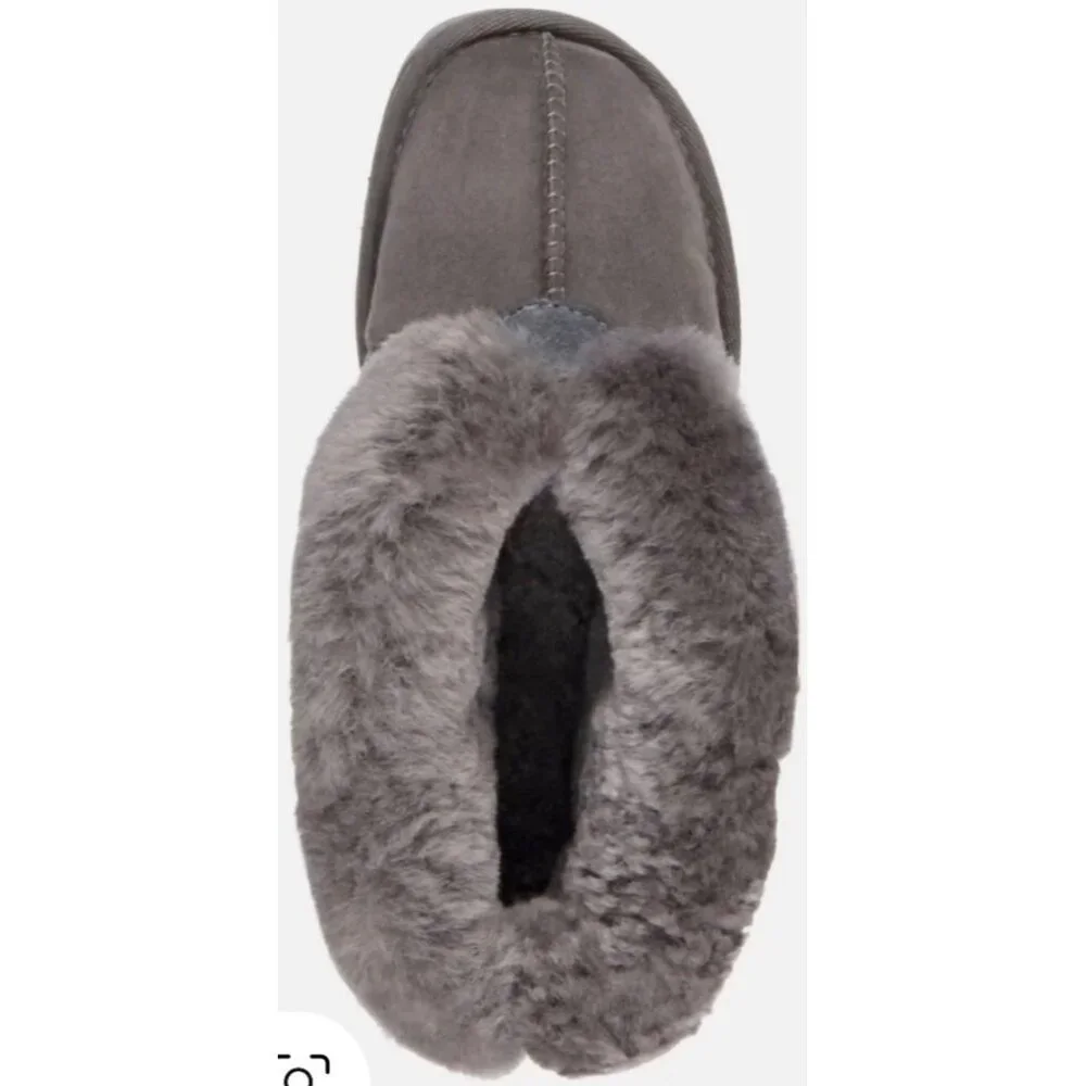 EMU Australia Sheepskin Fold-Cuff Ankle Boot Slippers Grey Suede Shearling 7 New